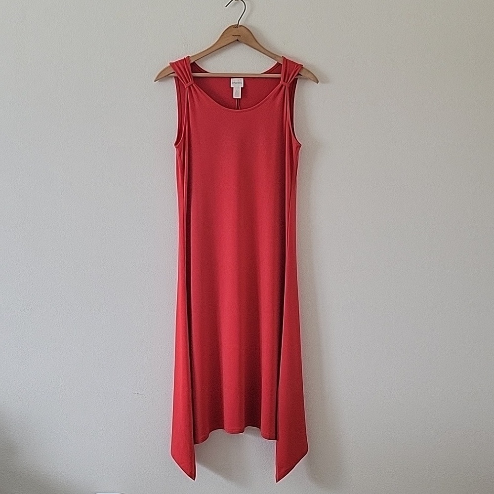 NWT Chico's Sleeveless Midi Dress Handkerchief Hem Clay Orange Size Small‎